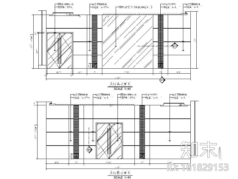 某商务大厦办公室装修图(含效果)cad施工图下载【ID:161829153】