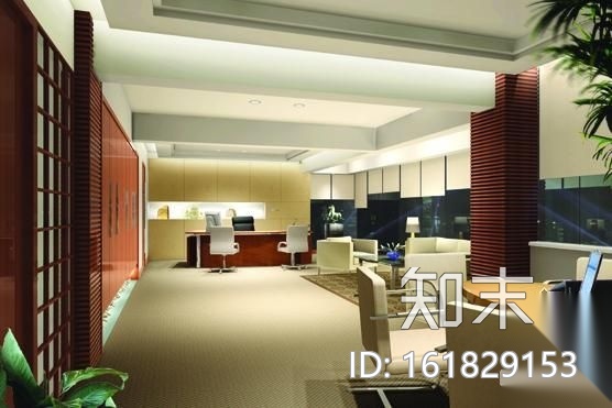 某商务大厦办公室装修图(含效果)cad施工图下载【ID:161829153】