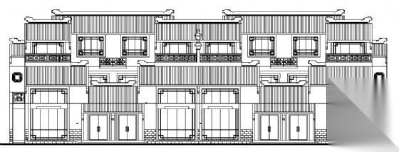 某江南风格三层联体别墅建筑方案图cad施工图下载【ID:149920192】