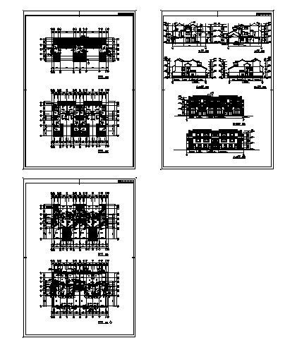 某江南风格三层联体别墅建筑方案图cad施工图下载【ID:149920192】