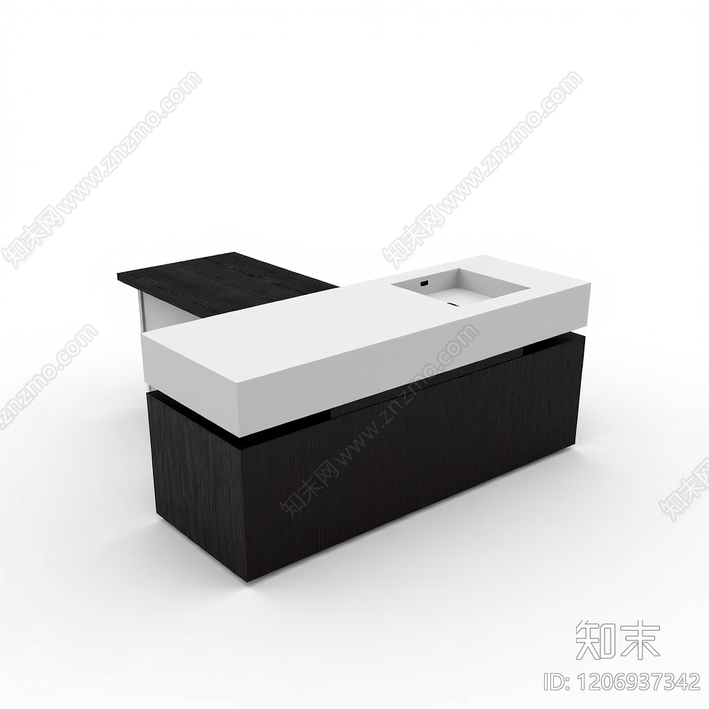 L型黑木办公桌3D模型下载【ID:1206937342】