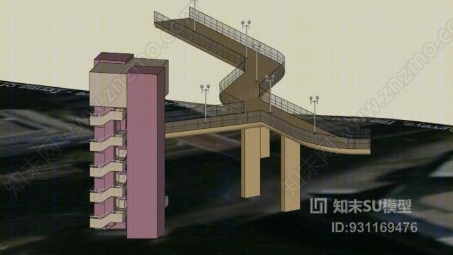 桥街路易斯勃朗峰SU模型下载【ID:931169476】