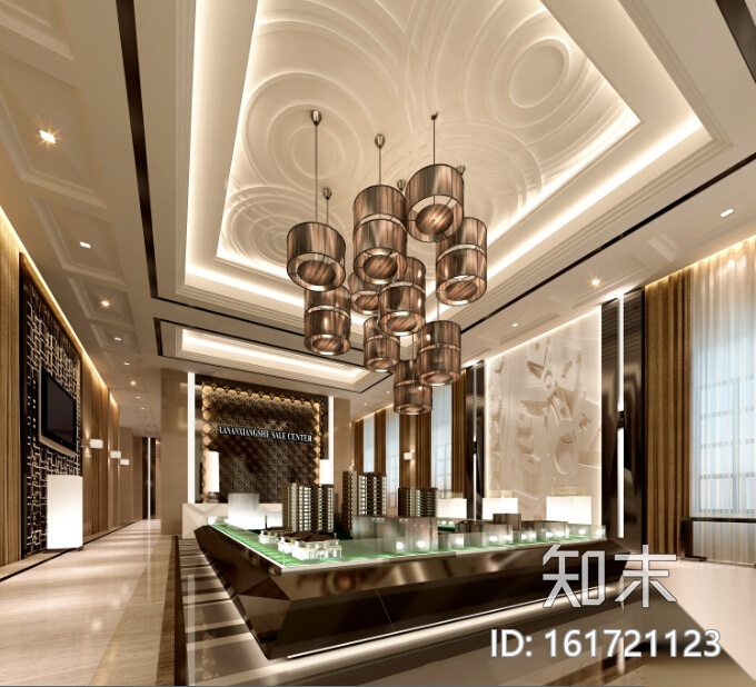 [南昌]精致奢华高端售楼处室内设计施工图（含效果图）cad施工图下载【ID:161721123】