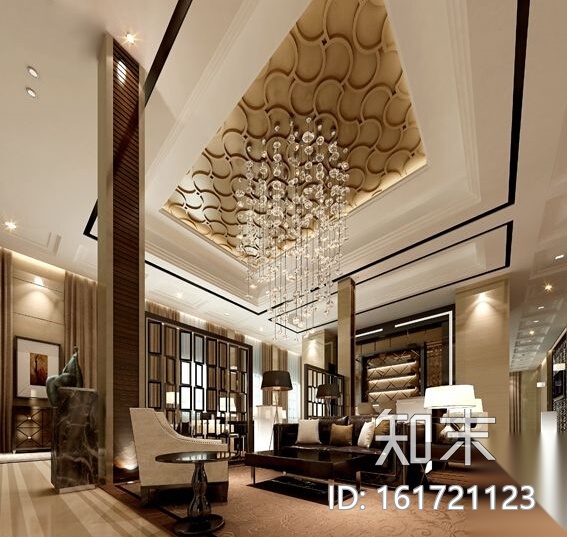 [南昌]精致奢华高端售楼处室内设计施工图（含效果图）cad施工图下载【ID:161721123】