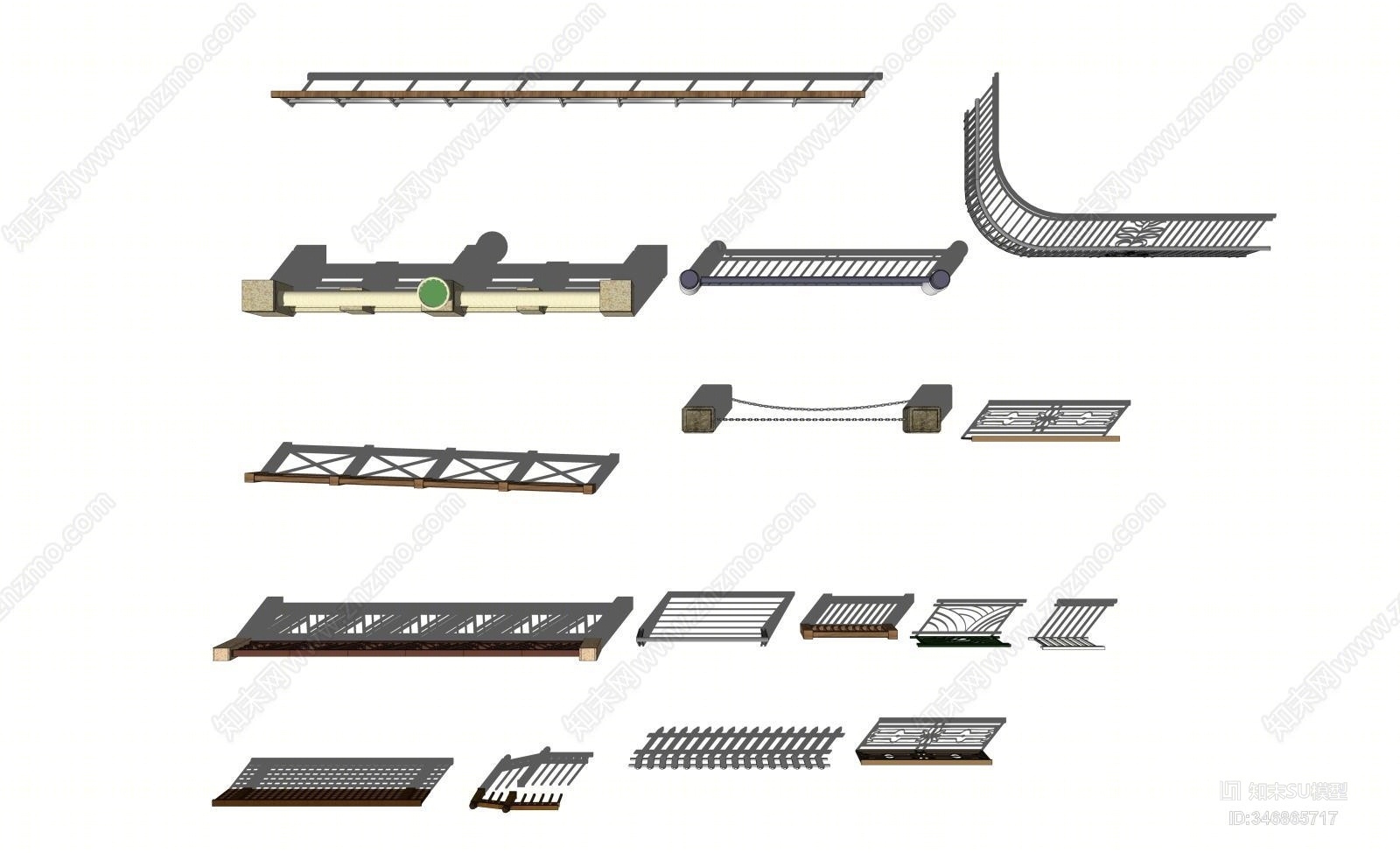 现代楼梯扶手SU模型下载【ID:346865717】