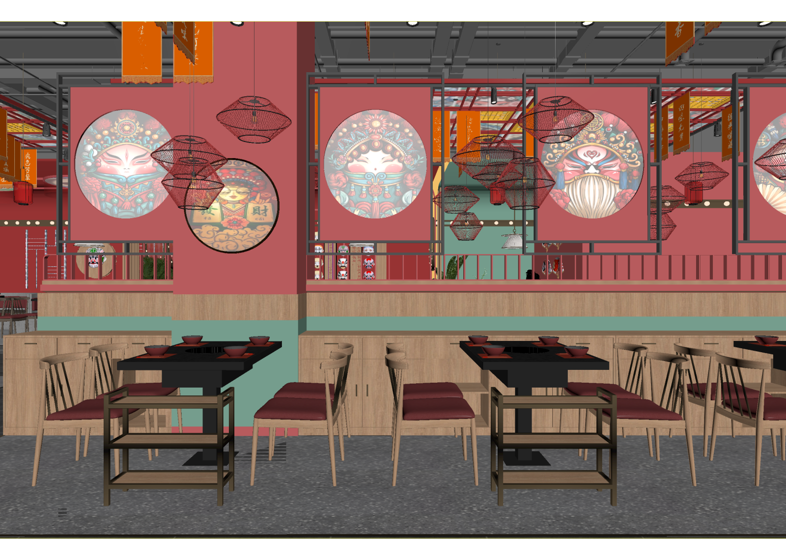 新中式中餐厅3D模型下载【ID:1214399461】