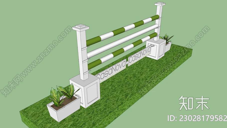 3D马“绿色”障碍/跳跃围栏的马SU模型下载【ID:1162483852】