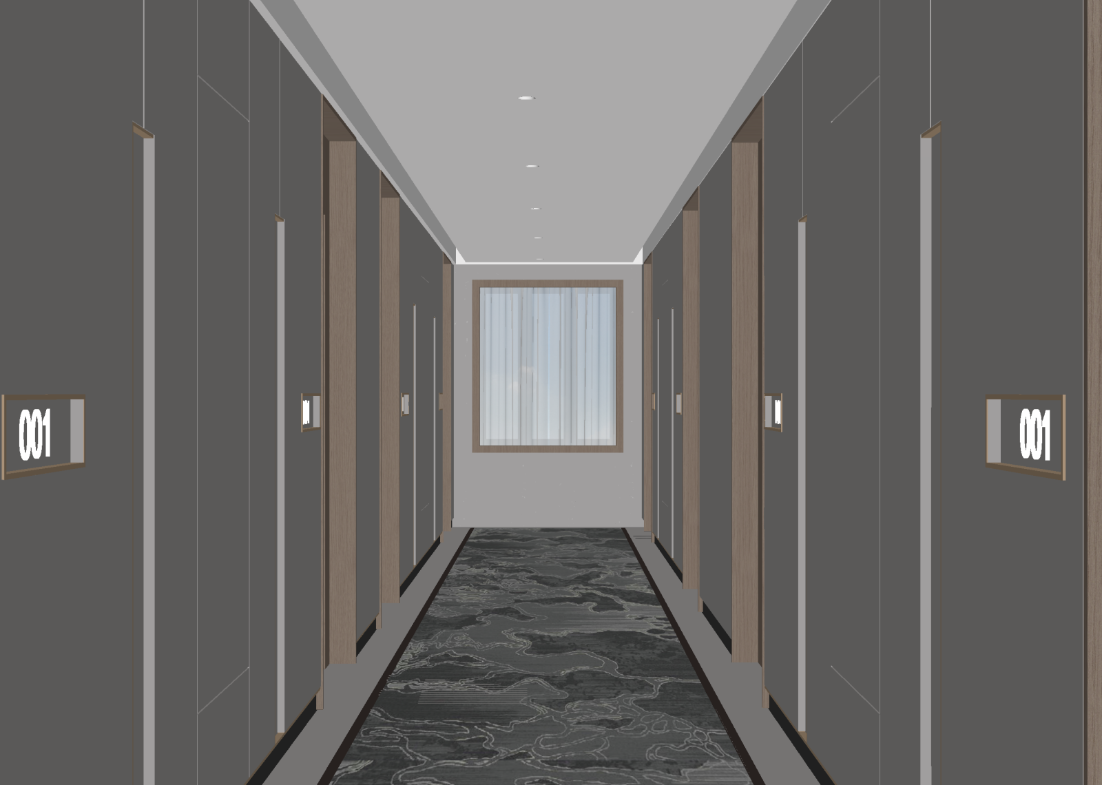 现代酒店走廊3D模型下载【ID:1214845440】