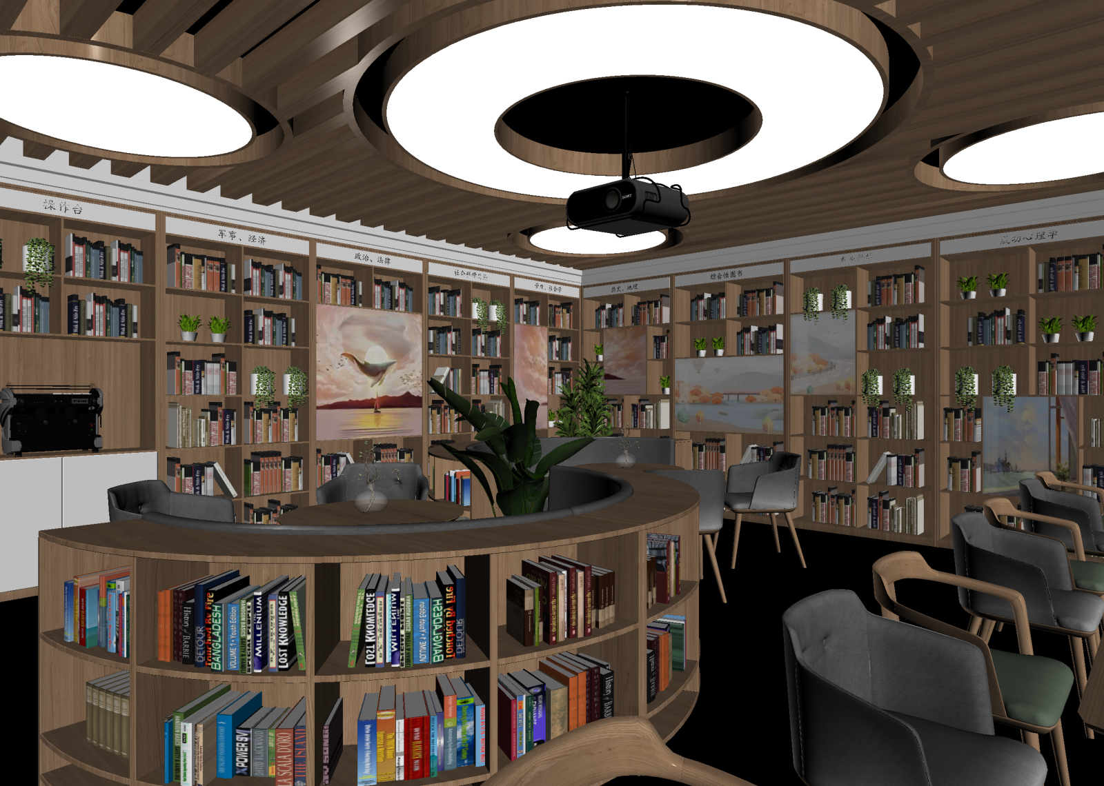 现代图书馆3D模型下载【ID:1214841356】