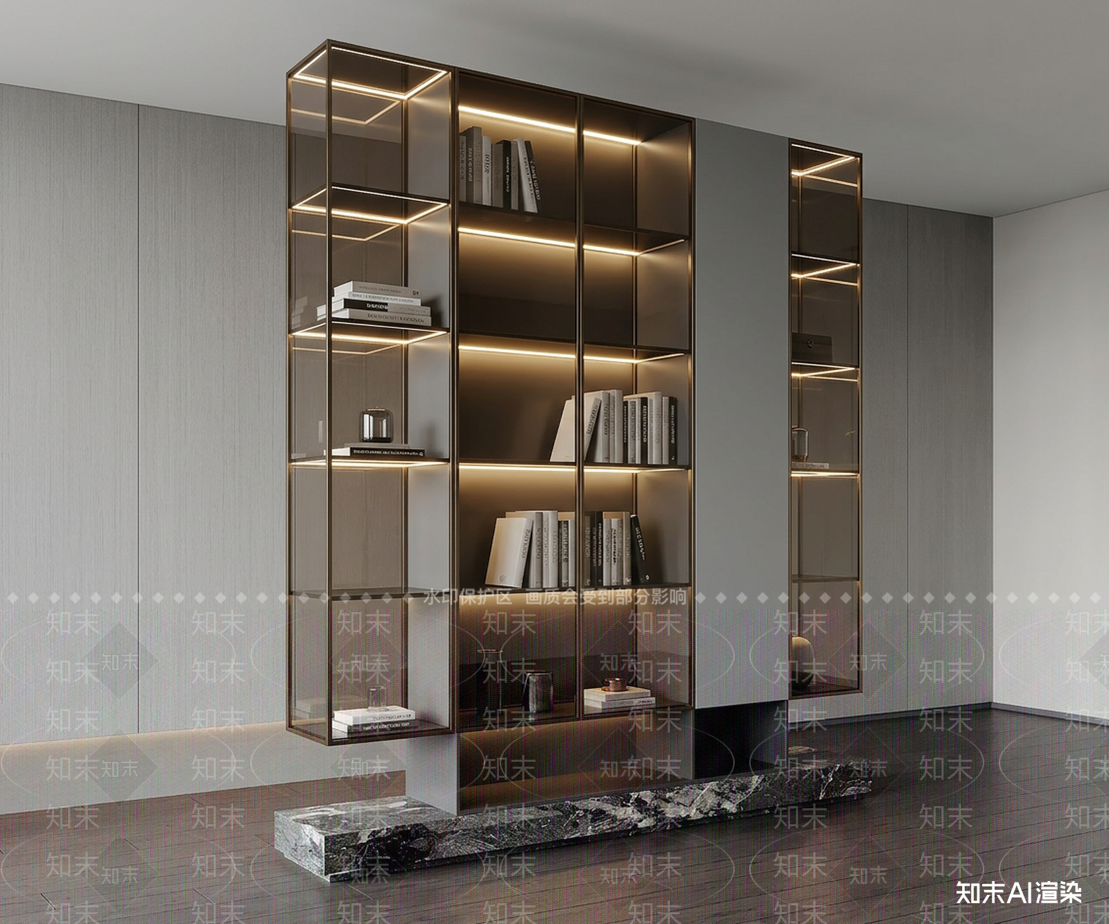 玻璃展示柜书柜3D模型下载【ID:1227507909】