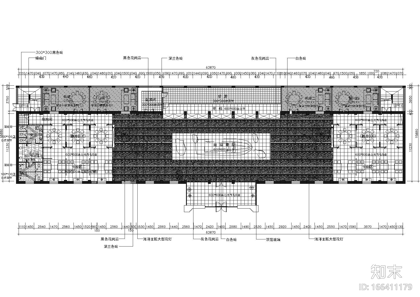 [新疆]乌鲁木齐深海壹號餐饮会所装饰施工图cad施工图下载【ID:166411179】