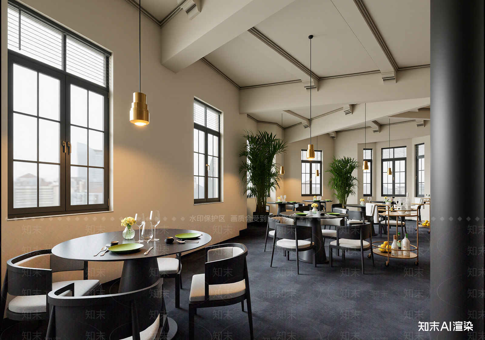 新中式酒店餐厅3D模型下载【ID:1221710082】