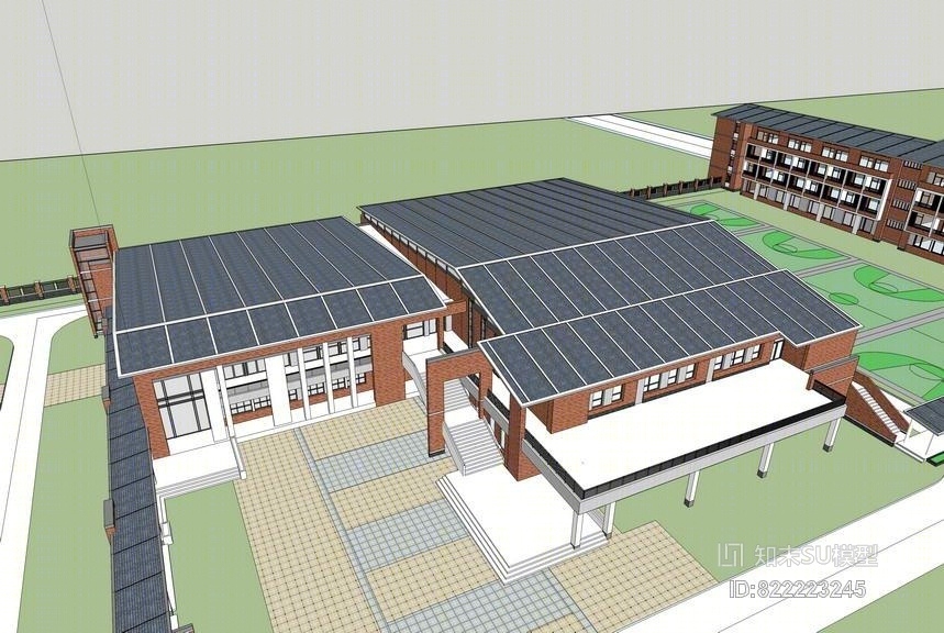 新中式小学SU模型下载【ID:822223245】
