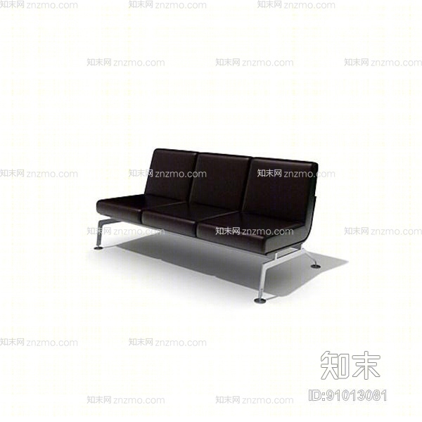 现代黑色皮质三人沙发3D模型下载【ID:91013081】