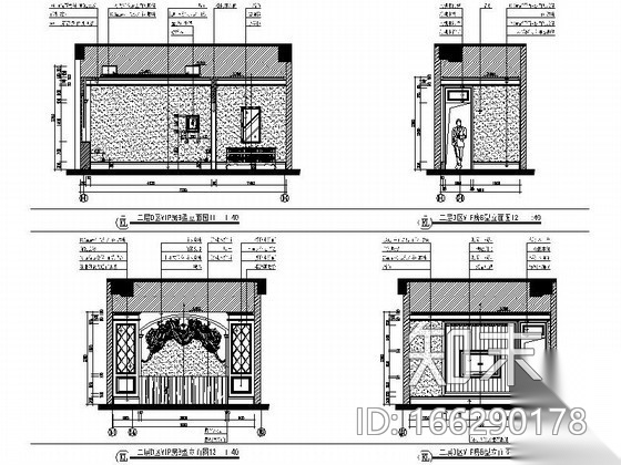 高级会所B型VIP包房装修图cad施工图下载【ID:166290178】