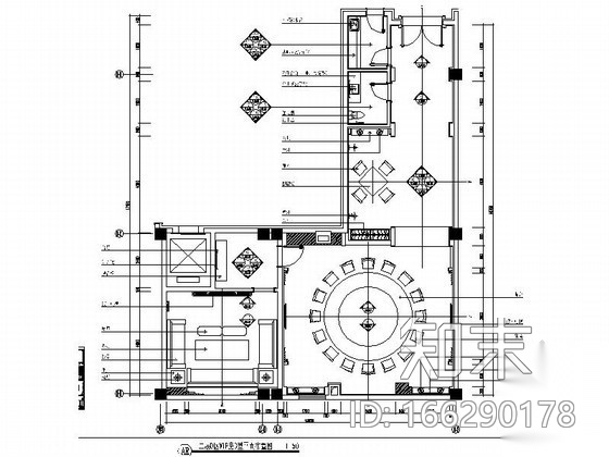 高级会所B型VIP包房装修图cad施工图下载【ID:166290178】