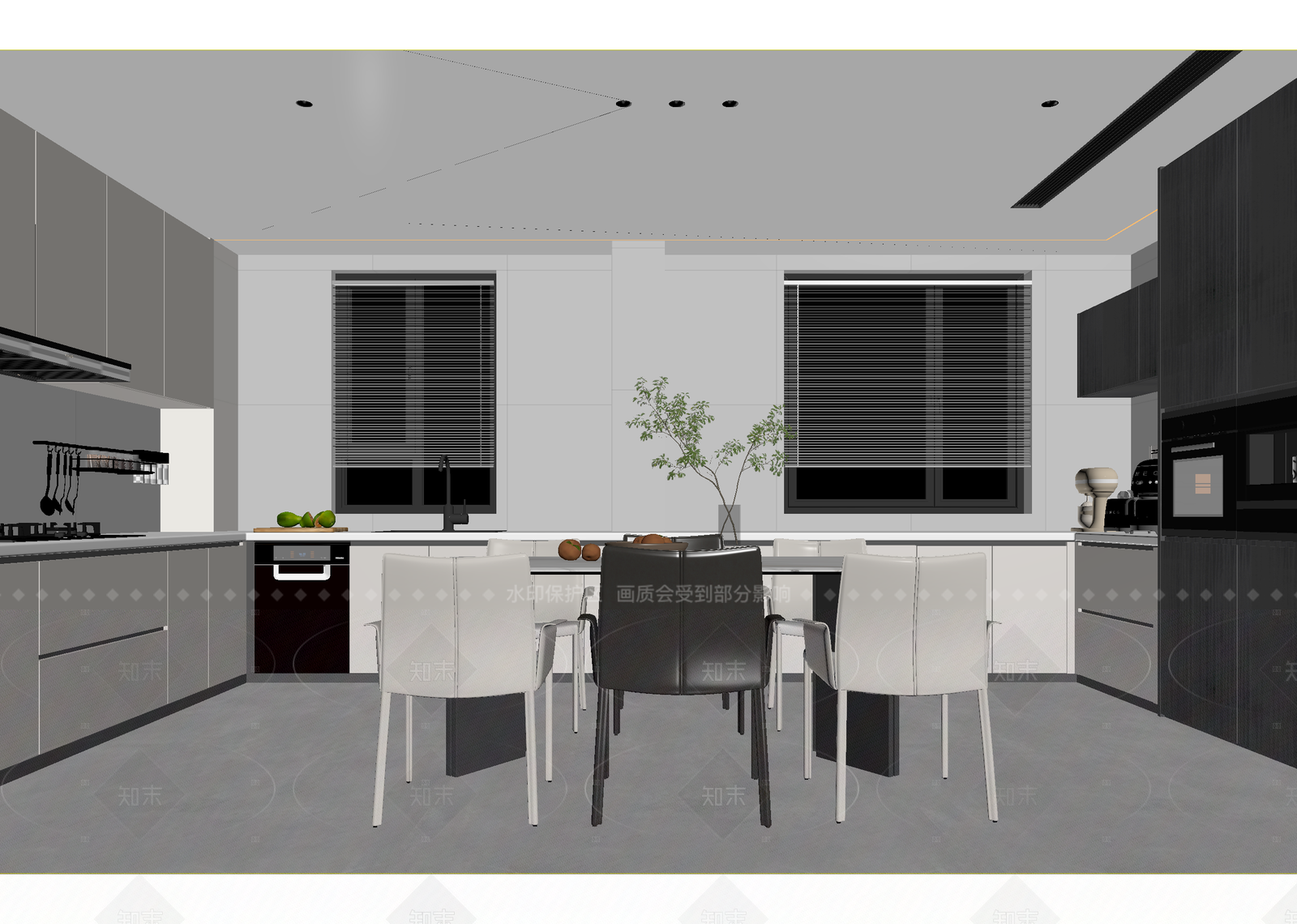 现代开放式厨房3D模型下载【ID:1215919359】