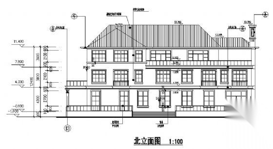 某三层别墅建筑施工图cad施工图下载【ID:149922144】