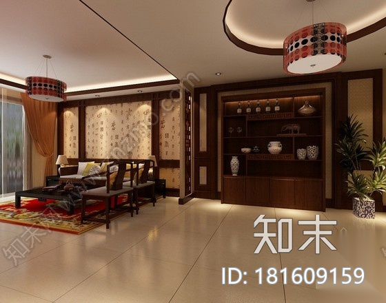 [深圳]140平某中式四室两厅装修图（含效果）施工图下载【ID:181609159】