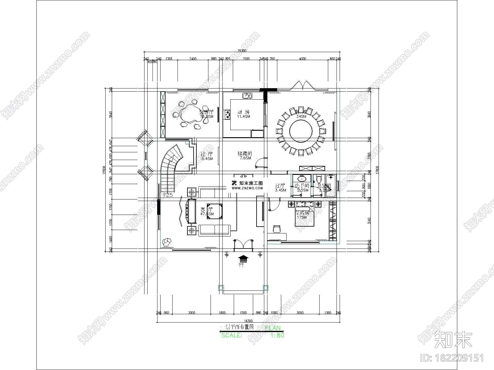 新中式三层别全套CAD施工图及效果图下载cad施工图下载【ID:182209151】