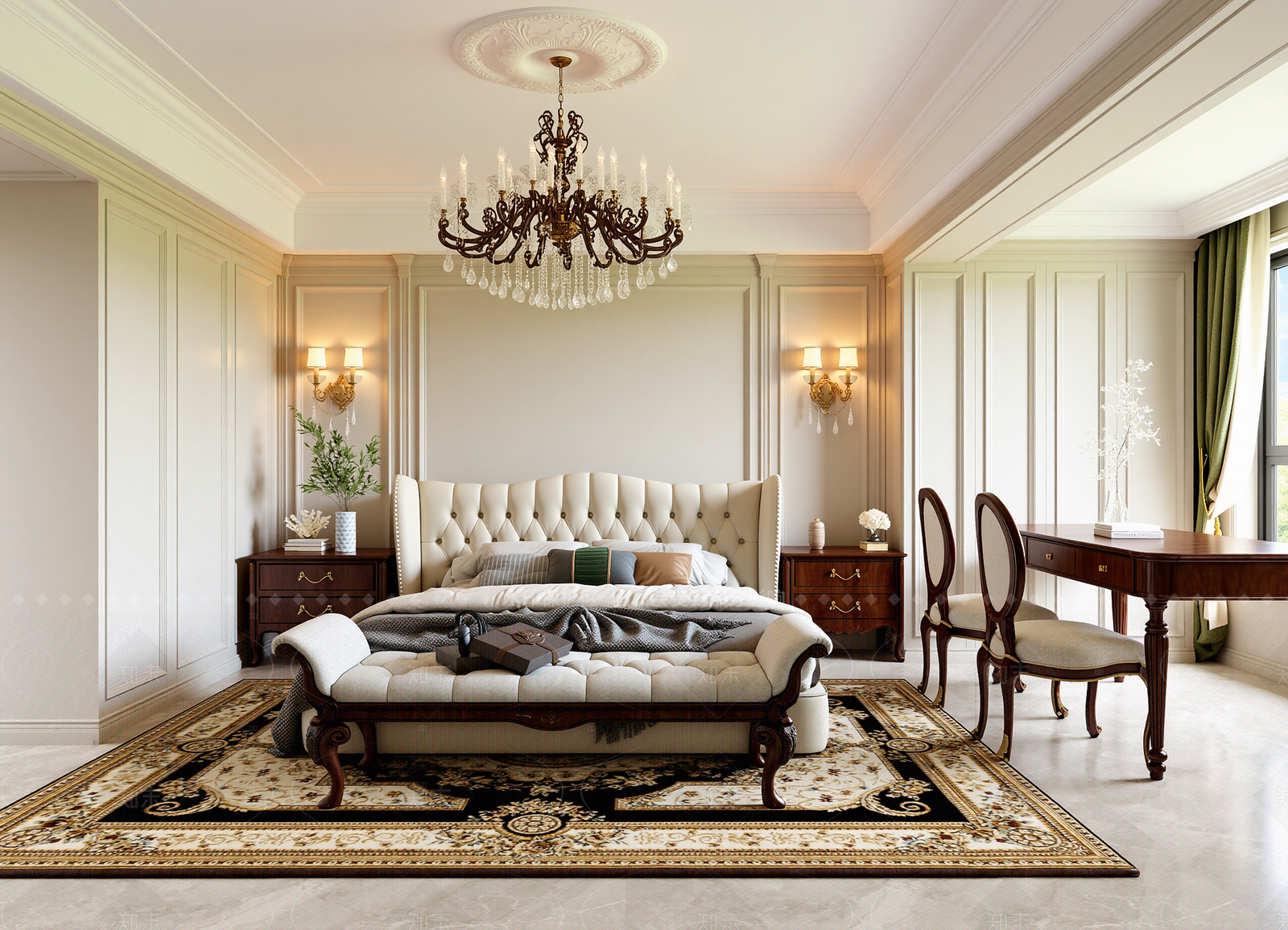 美式酒店客房3D模型下载【ID:1214982019】