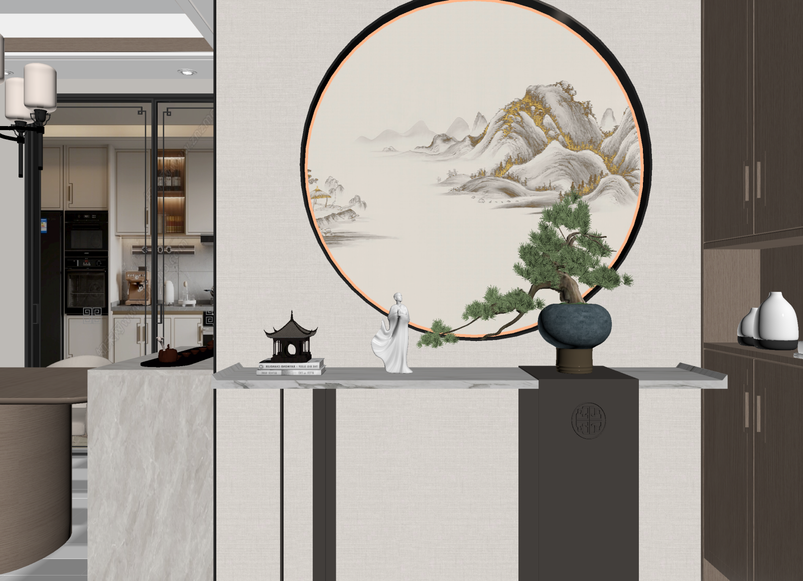 新中式玄关3D模型下载【ID:1214698000】