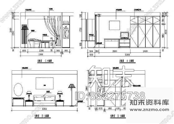 图块/节点卧室立面设计图施工图下载【ID:832275738】