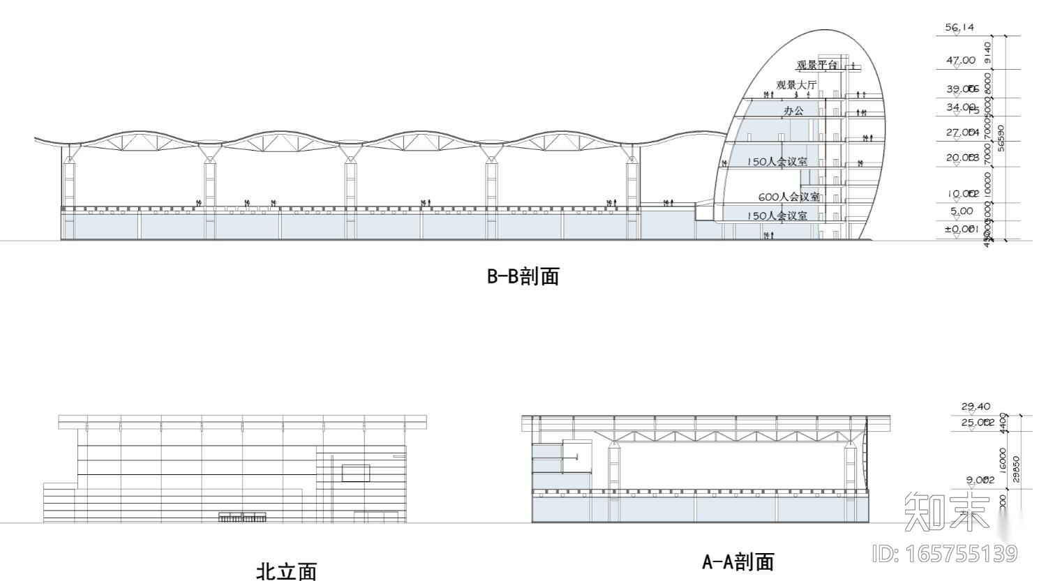 [山东]青岛会展中心扩建设计方案图cad施工图下载【ID:165755139】