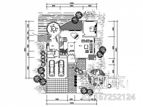 某三层独栋别墅户型平面图（南入口、340平方米）施工图下载【ID:167252124】