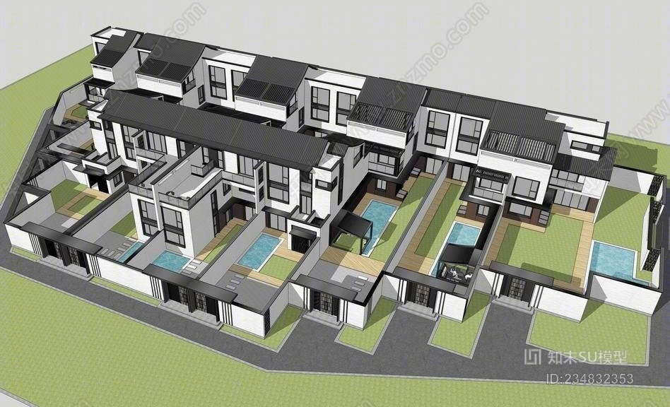 嘉兴平湖融创海越府别墅SU模型下载【ID:234832353】
