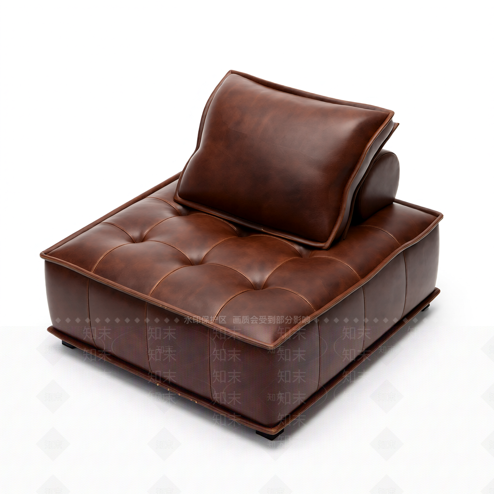 棕色皮革单人沙发3D模型下载【ID:1206202840】