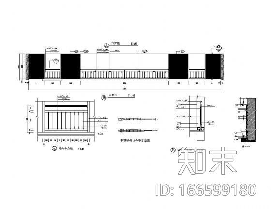 办公楼不锈钢护栏详图cad施工图下载【ID:166599180】