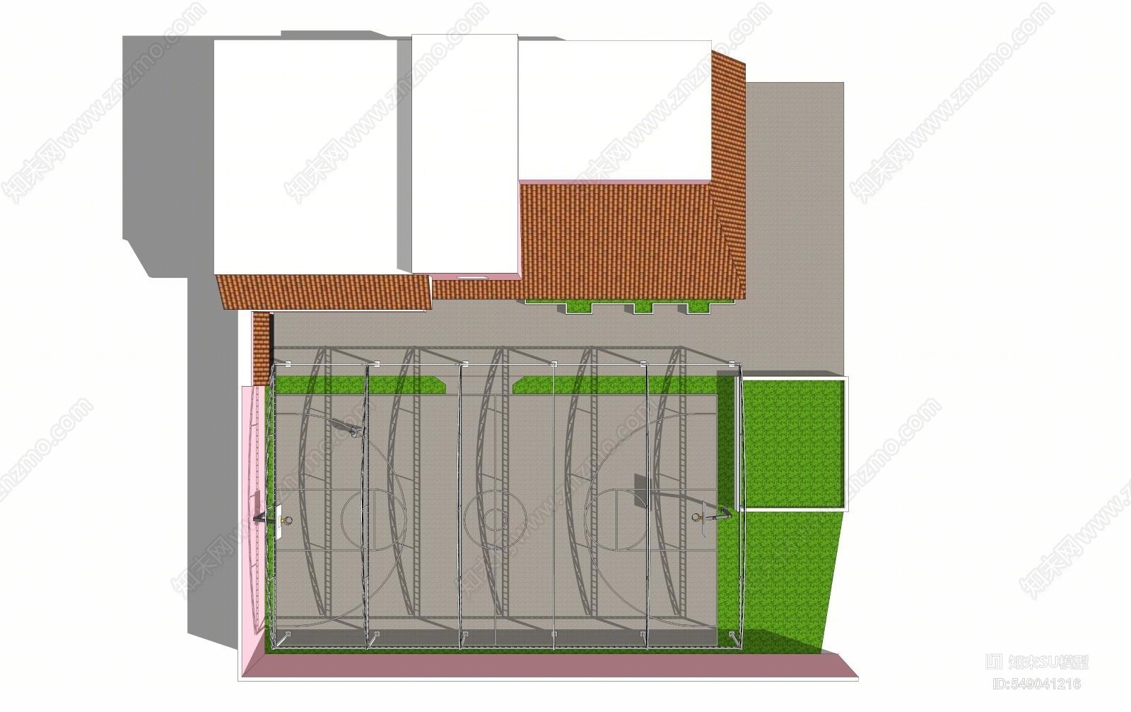 现代风格篮球场SU模型下载【ID:549041216】