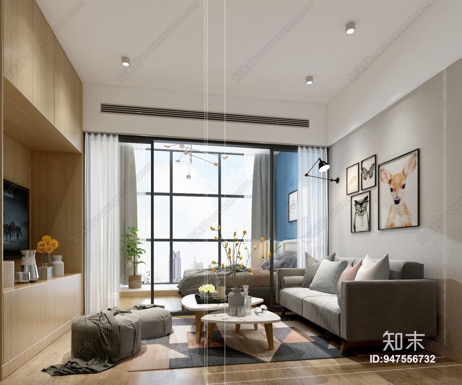 北欧客厅3D模型下载【ID:947556732】
