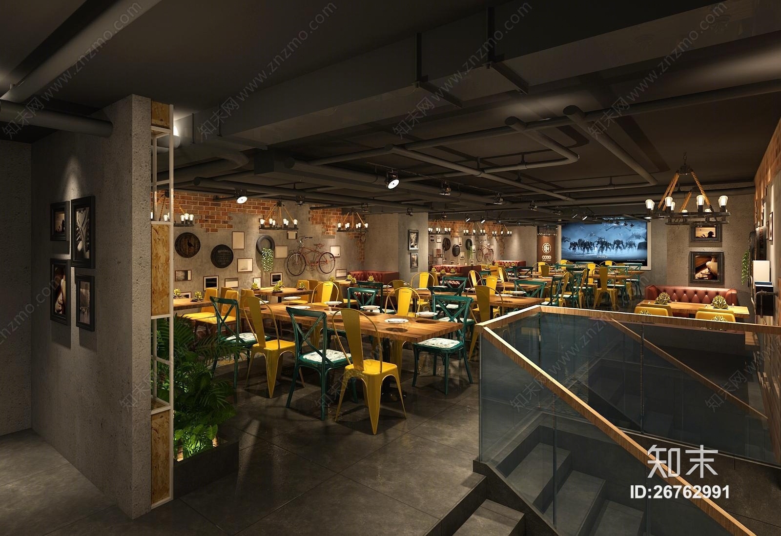 工业风西餐厅3D模型下载【ID:26762991】