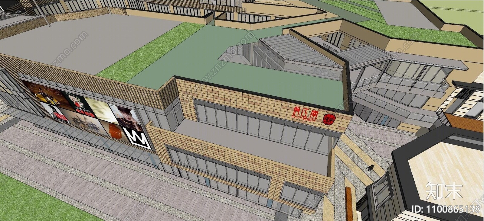 新中式商业街SU模型下载【ID:1100865138】