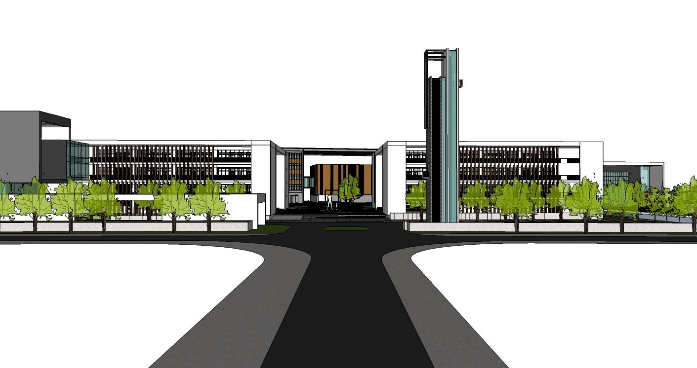 现代风格中学建筑设计规划SU精模型cad施工图下载【ID:165145117】