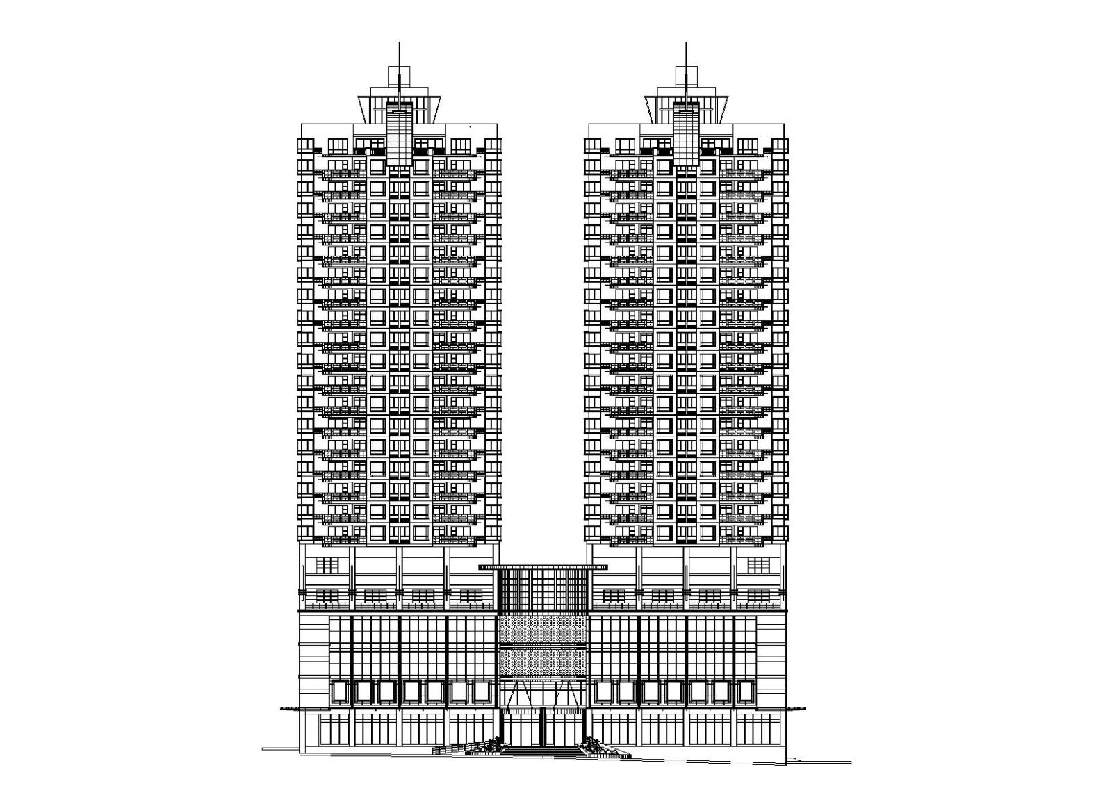 [湖南]长沙商业商务住宅综合大厦建筑施工图cad施工图下载【ID:149551178】