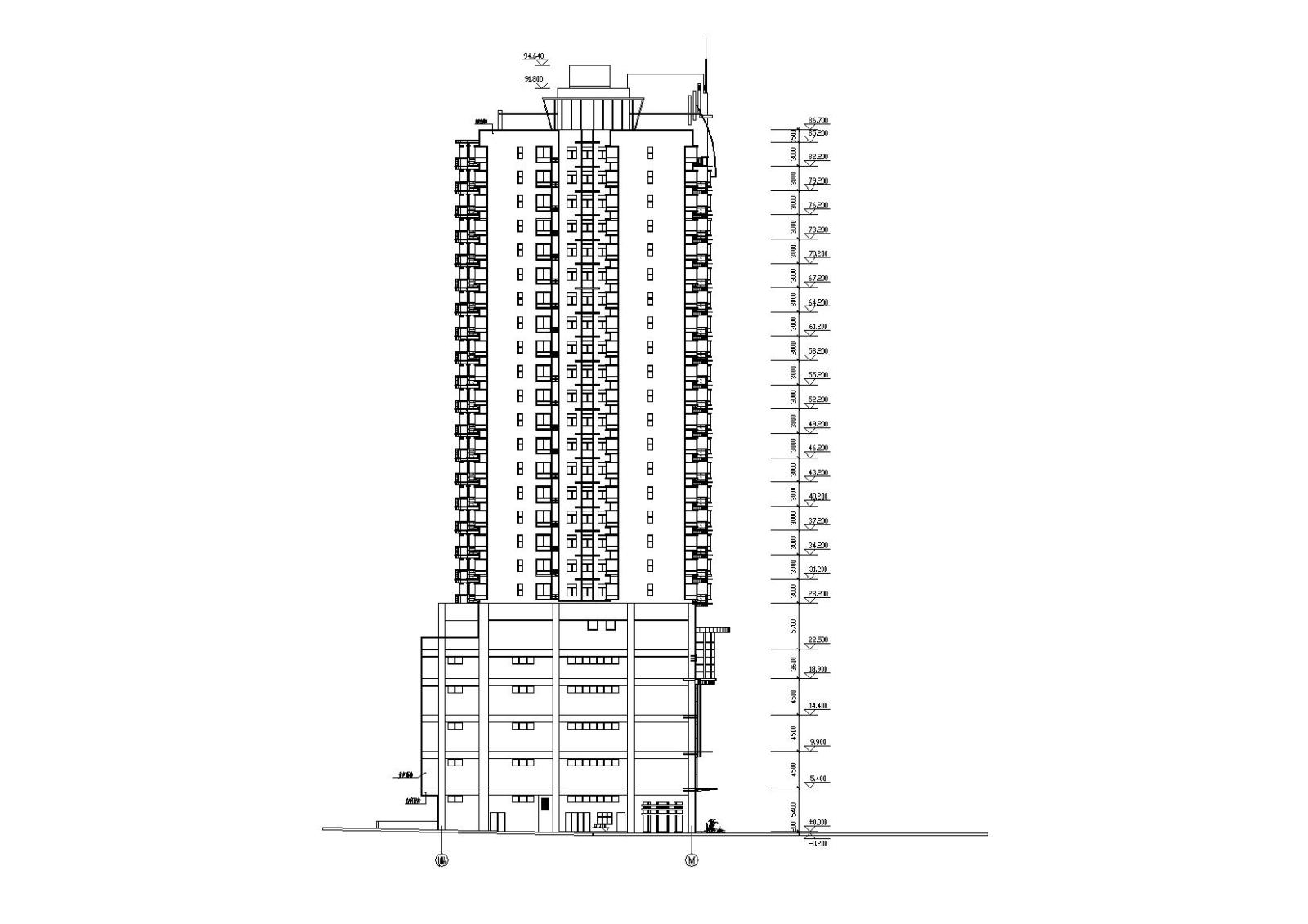 [湖南]长沙商业商务住宅综合大厦建筑施工图cad施工图下载【ID:149551178】