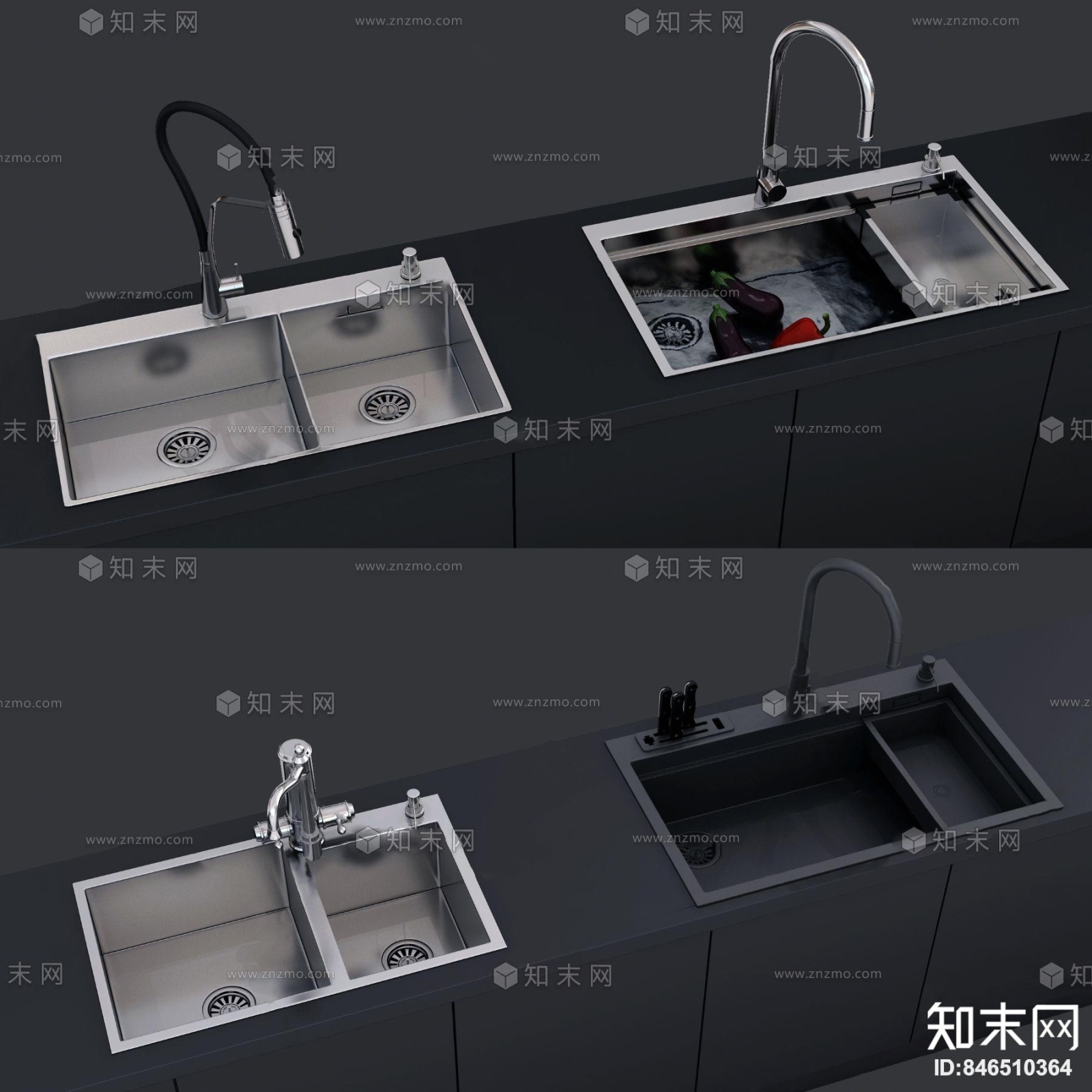 现代水槽水龙头3D模型下载【ID:846510364】