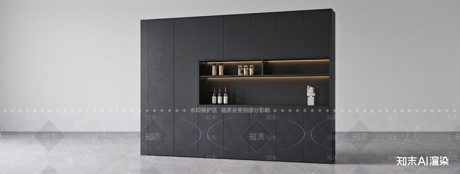 深色餐边柜餐边柜3D模型下载【ID:1227573396】