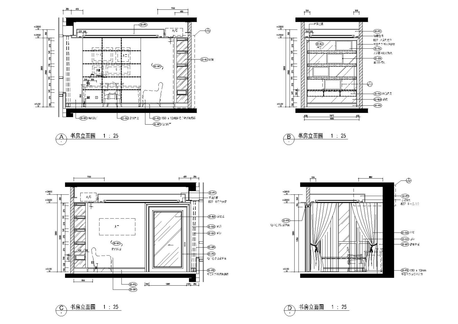 [北京]梁志天_财富中心E2户型样板间施工图施工图下载【ID:160650182】