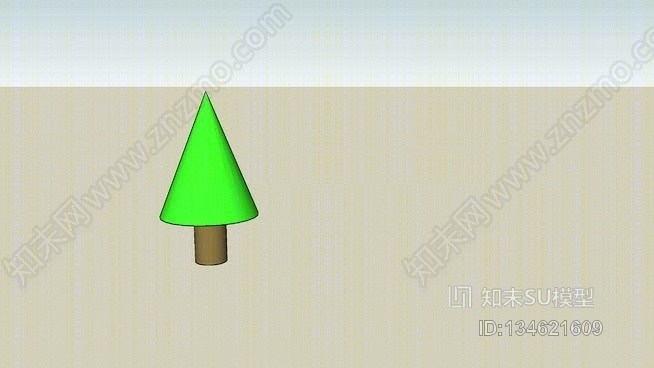 简单的锥形和圆柱形树SU模型下载【ID:134621609】