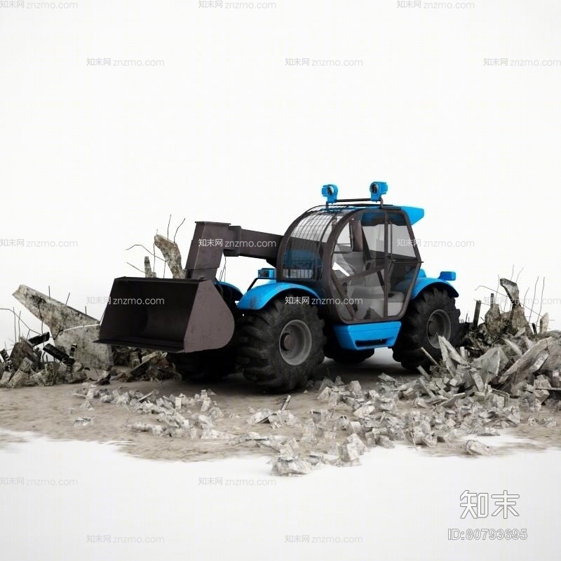 蓝色推土机3D模型下载【ID:80793695】