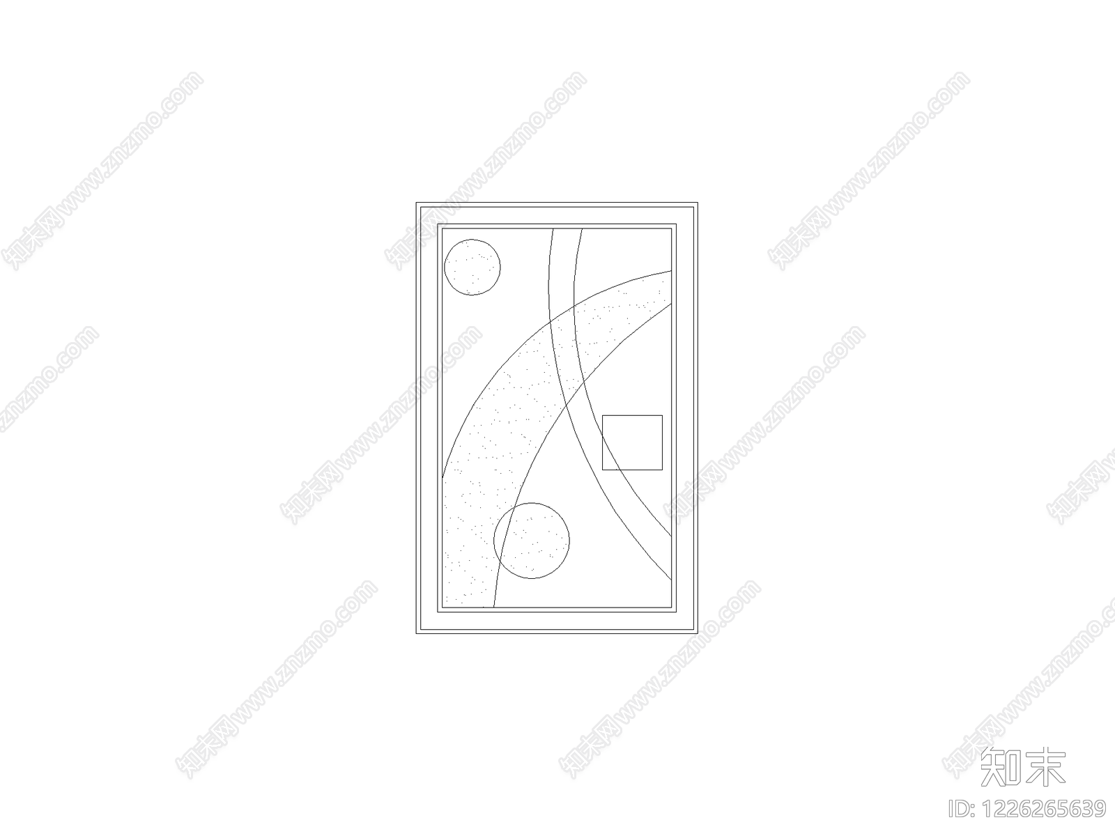 陈设类立面挂画cad施工图下载【ID:1226265639】