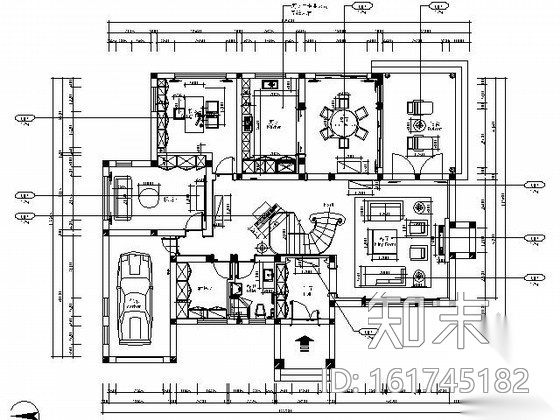 [上海]双层简欧风格别墅施工图（含效果）cad施工图下载【ID:161745182】