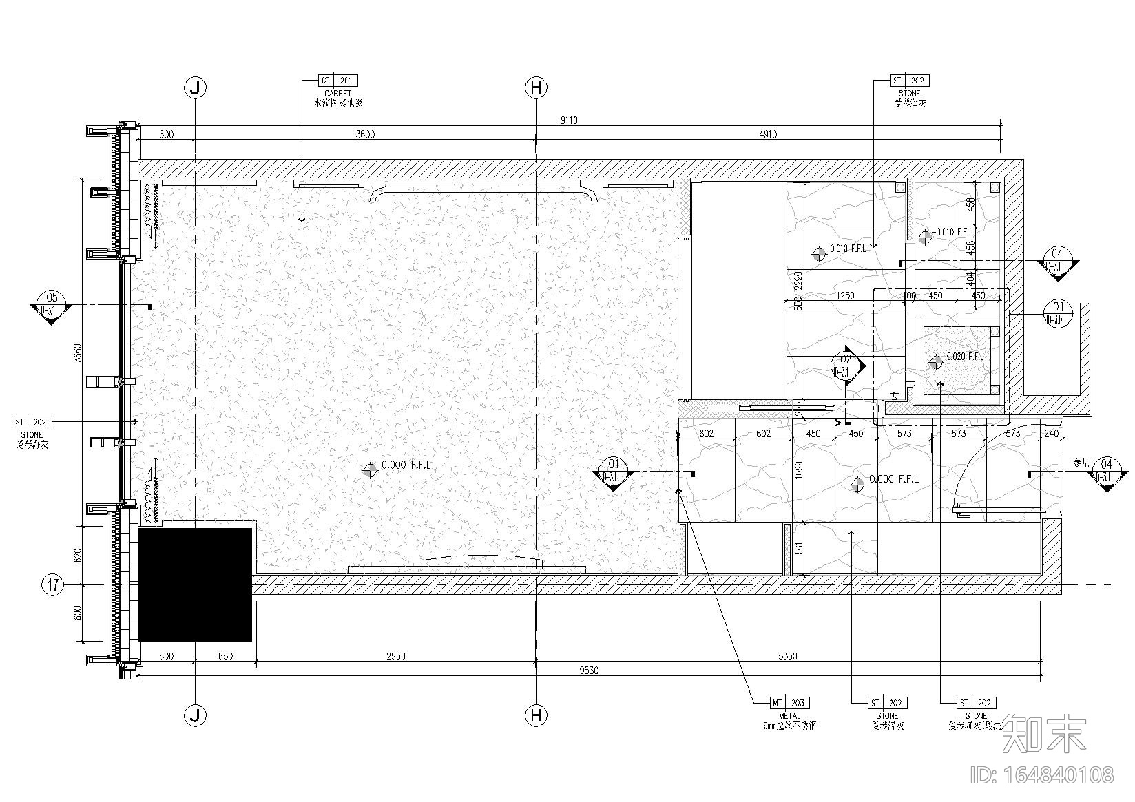 [山东]烟台万达文华酒店客房样板房施工图施工图下载【ID:164840108】