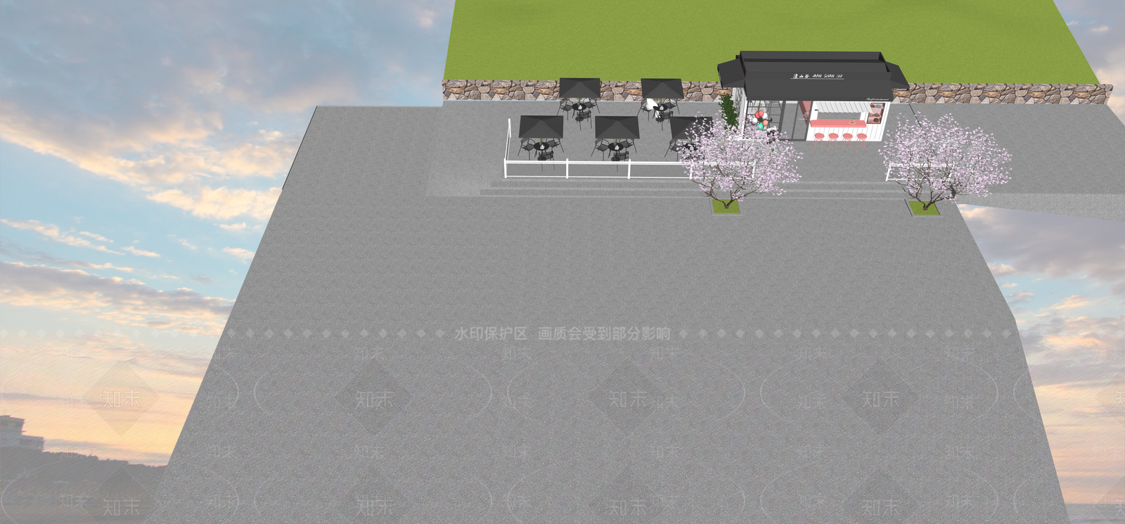 现代屋顶花园SU模型下载【ID:1215198599】