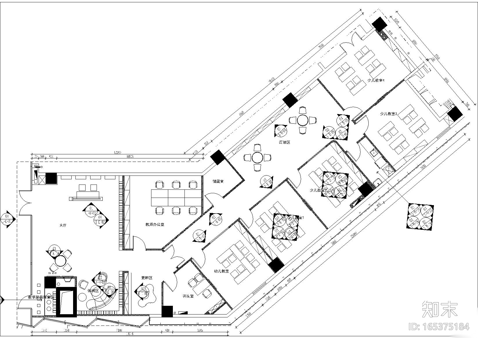 [江苏]迪卡坐标数学俱乐部施工图_附效果图cad施工图下载【ID:165375184】