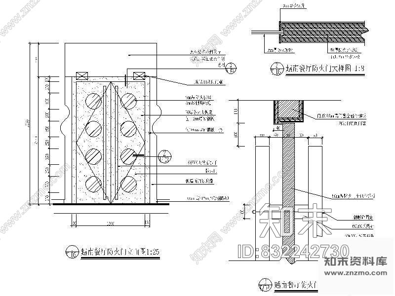 图块/节点餐厅防火门详图cad施工图下载【ID:832242730】